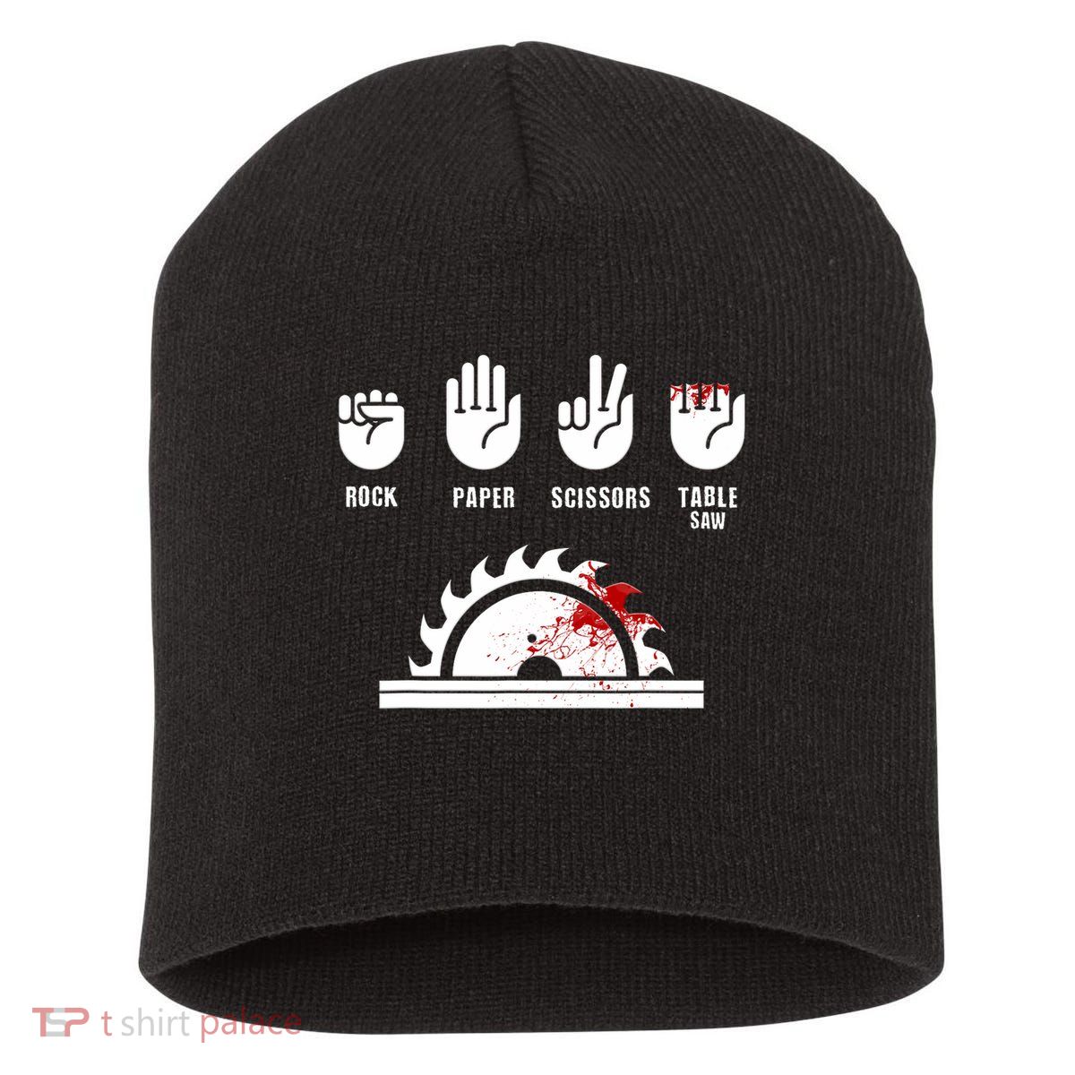 Funny Carpenter Rock Paper Scissors Table Saw Short Acrylic Beanie