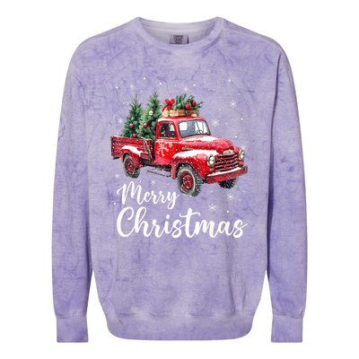 Funny Christmas Red Truck Family Matching Xmas Pajama Gift Colorblast Crewneck Sweatshirt