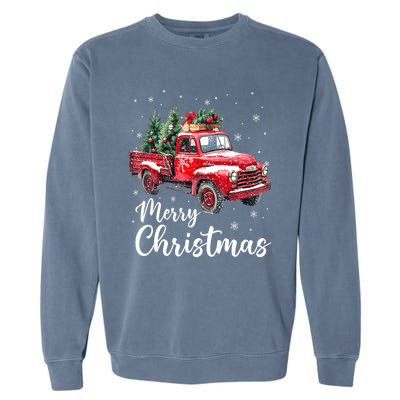 Funny Christmas Red Truck Family Matching Xmas Pajama Gift Garment-Dyed Sweatshirt