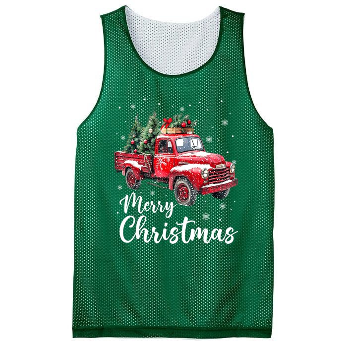 Funny Christmas Red Truck Family Matching Xmas Pajama Gift Mesh Reversible Basketball Jersey Tank