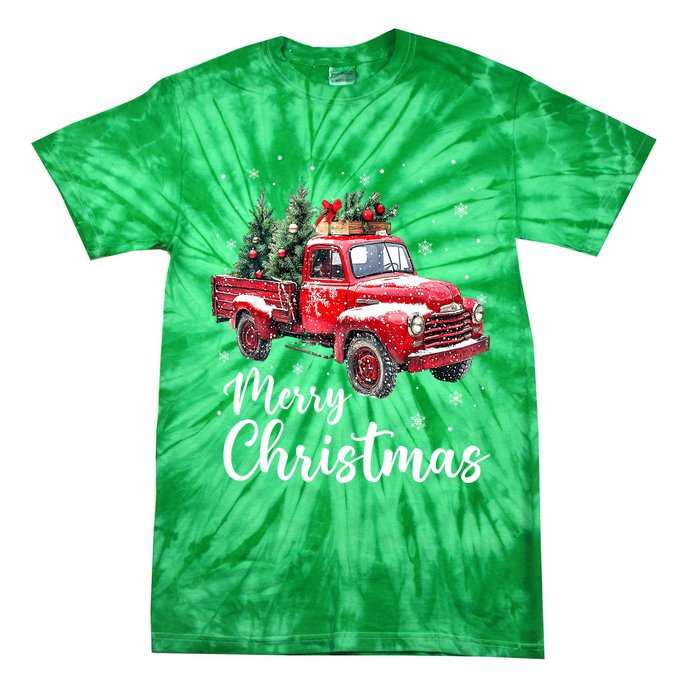 Funny Christmas Red Truck Family Matching Xmas Pajama Gift Tie-Dye T-Shirt