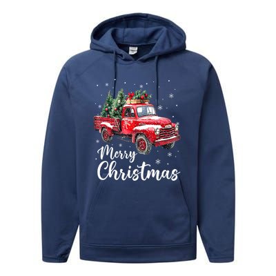 Funny Christmas Red Truck Family Matching Xmas Pajama Gift Performance Fleece Hoodie