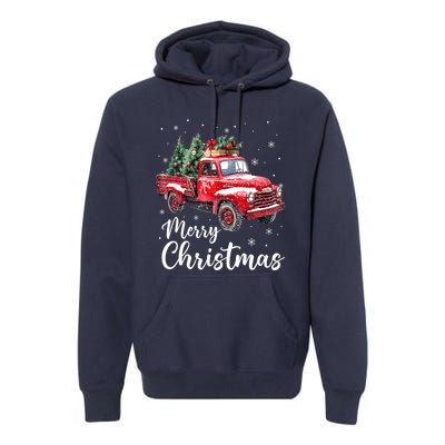 Funny Christmas Red Truck Family Matching Xmas Pajama Gift Premium Hoodie