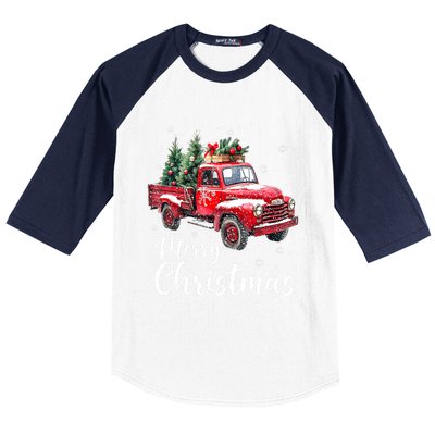 Funny Christmas Red Truck Family Matching Xmas Pajama Gift Baseball Sleeve Shirt