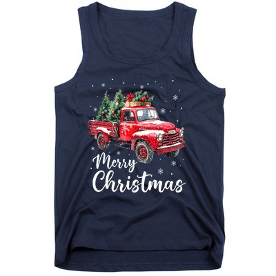 Funny Christmas Red Truck Family Matching Xmas Pajama Gift Tank Top