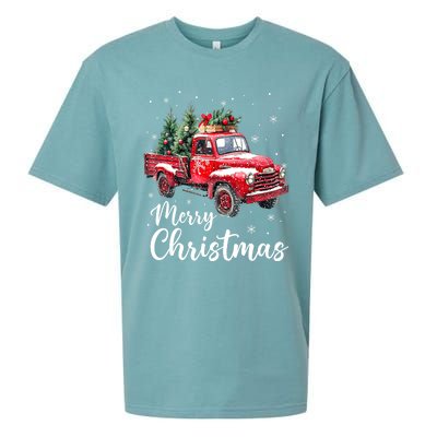 Funny Christmas Red Truck Family Matching Xmas Pajama Gift Sueded Cloud Jersey T-Shirt