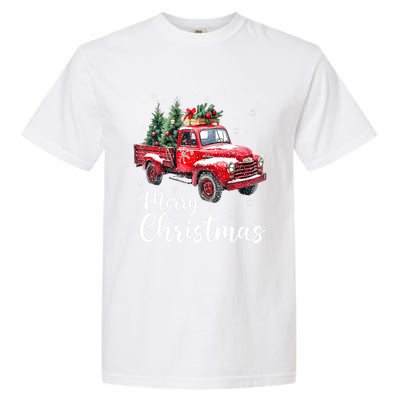 Funny Christmas Red Truck Family Matching Xmas Pajama Gift Garment-Dyed Heavyweight T-Shirt