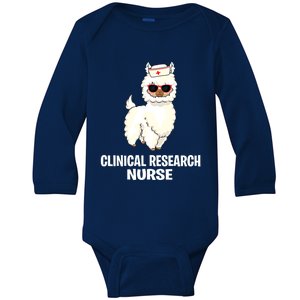 Funny Clinical Research Nurse Llama Practitioner Nursing Rn Meaningful Gift Baby Long Sleeve Bodysuit