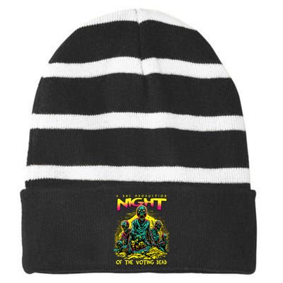 Funny Conseervative Republican Halloween Night Of The Voting Dead Striped Beanie with Solid Band