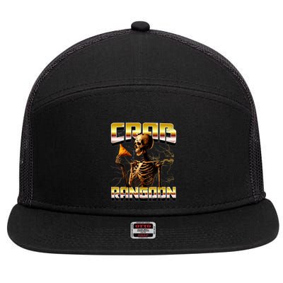 Funny Crab Rangoon Bootleg Rap Aesthetic Goons Meme Skeleton 7 Panel Mesh Trucker Snapback Hat