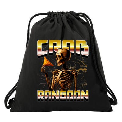 Funny Crab Rangoon Bootleg Rap Aesthetic Goons Meme Skeleton Drawstring Bag