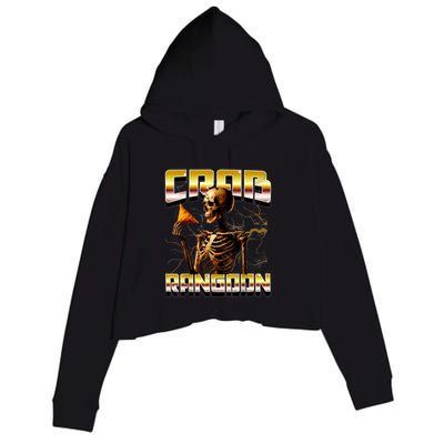 Funny Crab Rangoon Bootleg Rap Aesthetic Goons Meme Skeleton Crop Fleece Hoodie