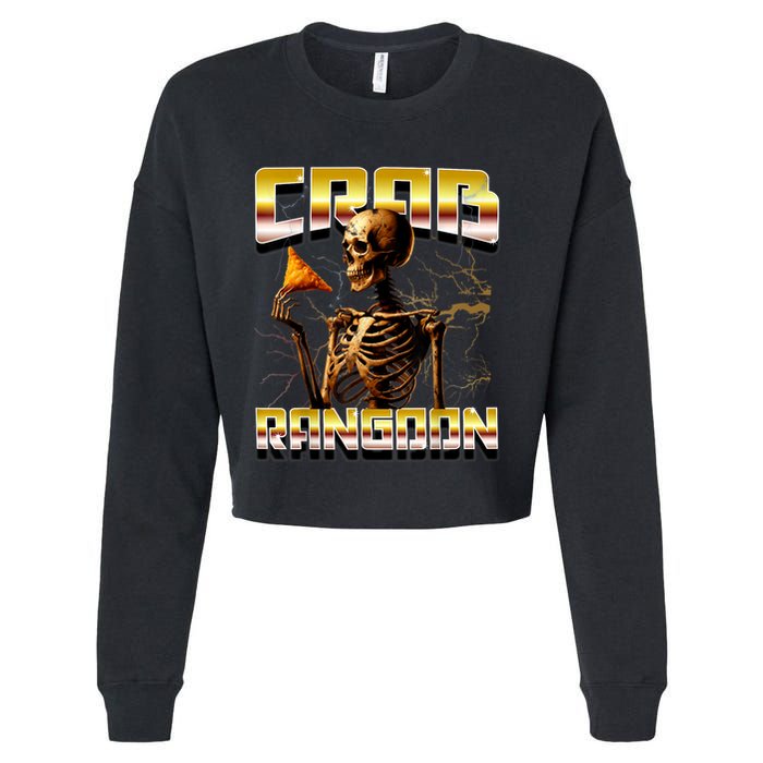 Funny Crab Rangoon Bootleg Rap Aesthetic Goons Meme Skeleton Cropped Pullover Crew