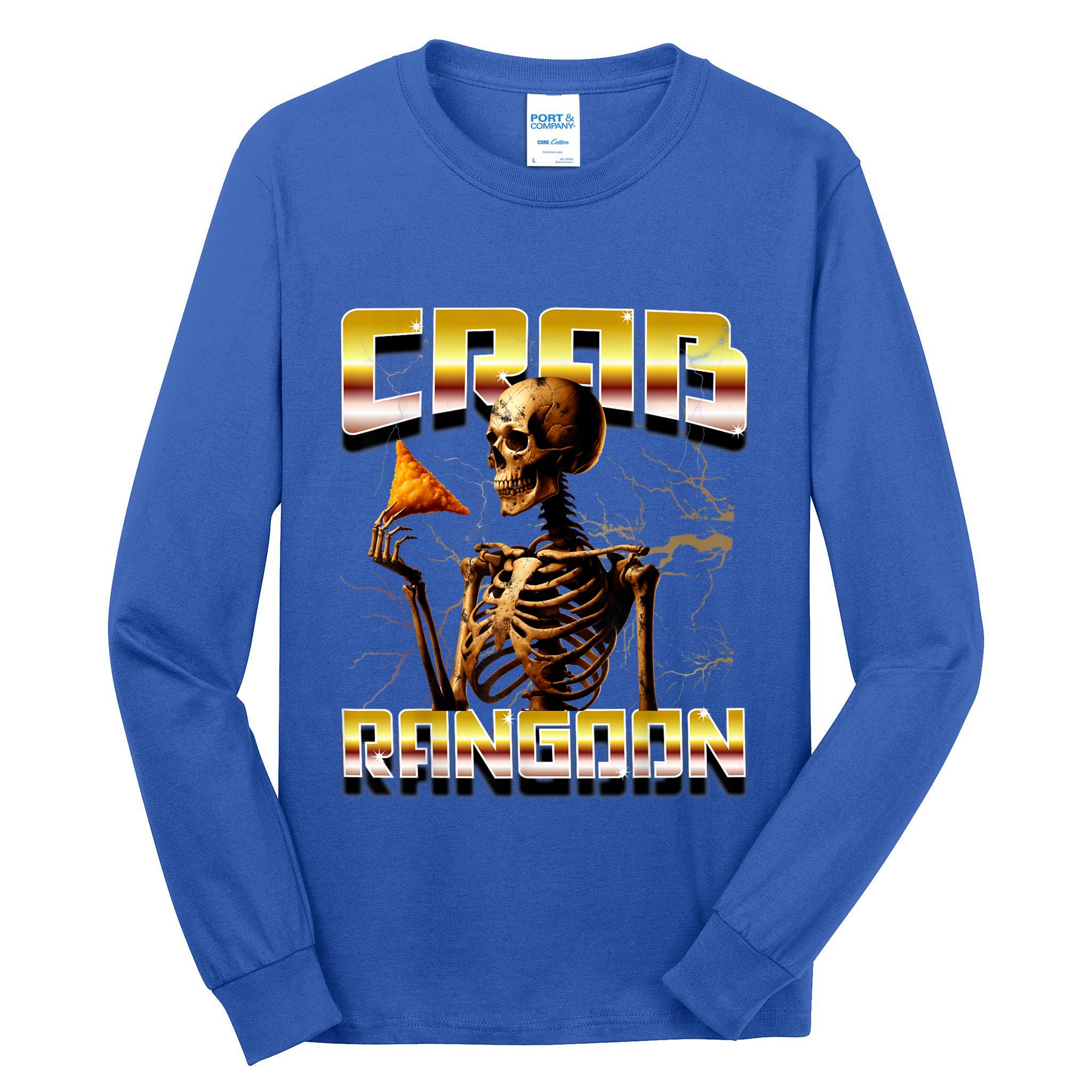 Funny Crab Rangoon Bootleg Rap Aesthetic Goons Meme Skeleton Tall Long Sleeve T-Shirt