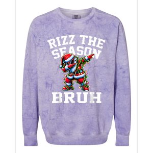 Funny Christmas Rizzmas Santa Xmas Rizz The Season Bruh Colorblast Crewneck Sweatshirt