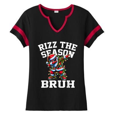 Funny Christmas Rizzmas Santa Xmas Rizz The Season Bruh Ladies Halftime Notch Neck Tee