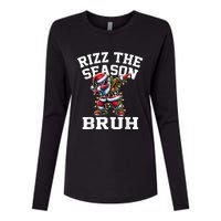 Funny Christmas Rizzmas Santa Xmas Rizz The Season Bruh Womens Cotton Relaxed Long Sleeve T-Shirt