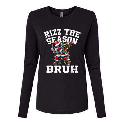 Funny Christmas Rizzmas Santa Xmas Rizz The Season Bruh Womens Cotton Relaxed Long Sleeve T-Shirt