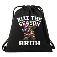 Funny Christmas Rizzmas Santa Xmas Rizz The Season Bruh Drawstring Bag