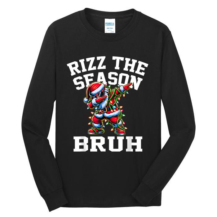 Funny Christmas Rizzmas Santa Xmas Rizz The Season Bruh Tall Long Sleeve T-Shirt