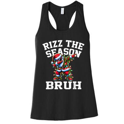 Funny Christmas Rizzmas Santa Xmas Rizz The Season Bruh Women's Racerback Tank