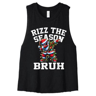 Funny Christmas Rizzmas Santa Xmas Rizz The Season Bruh Women's Racerback Cropped Tank