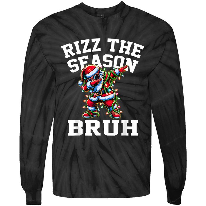 Funny Christmas Rizzmas Santa Xmas Rizz The Season Bruh Tie-Dye Long Sleeve Shirt