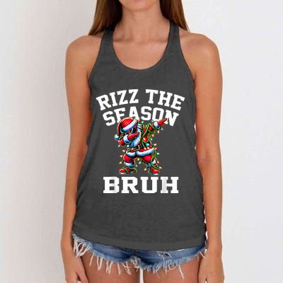 Funny Christmas Rizzmas Santa Xmas Rizz The Season Bruh Women's Knotted Racerback Tank