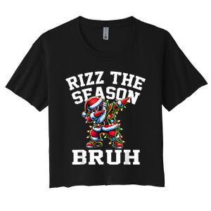 Funny Christmas Rizzmas Santa Xmas Rizz The Season Bruh Women's Crop Top Tee