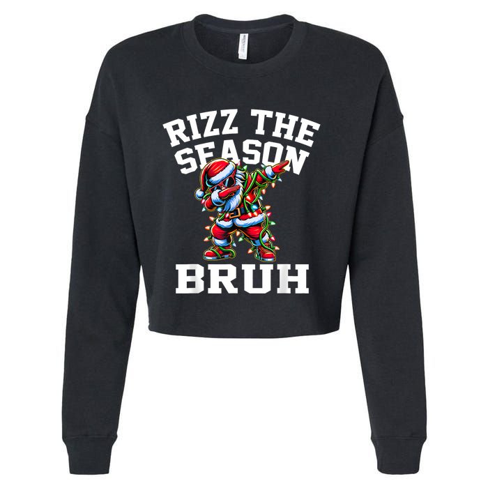 Funny Christmas Rizzmas Santa Xmas Rizz The Season Bruh Cropped Pullover Crew