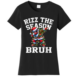 Funny Christmas Rizzmas Santa Xmas Rizz The Season Bruh Women's T-Shirt