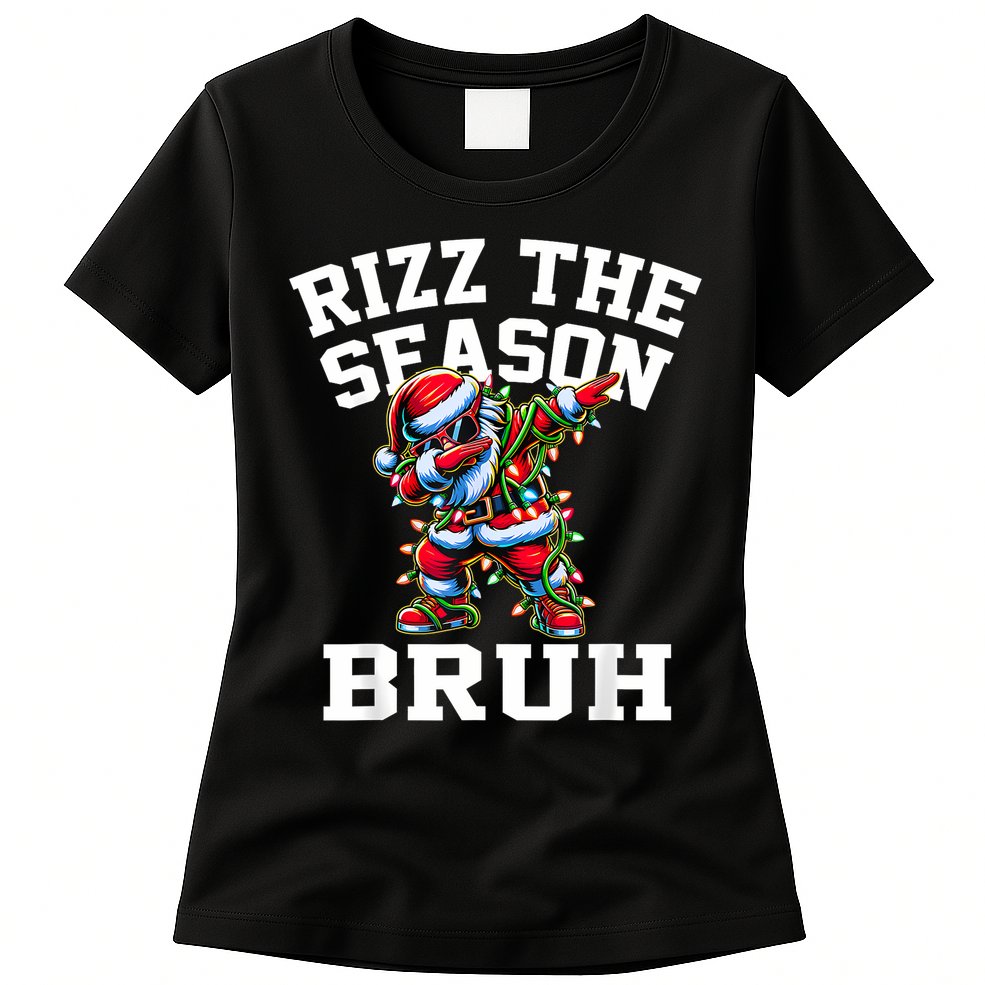 Funny Christmas Rizzmas Santa Xmas Rizz The Season Bruh Womens T-Shirt