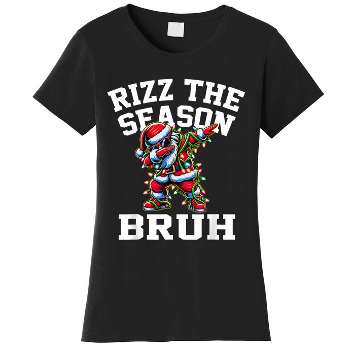 Funny Christmas Rizzmas Santa Xmas Rizz The Season Bruh Women's T-Shirt