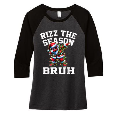 Funny Christmas Rizzmas Santa Xmas Rizz The Season Bruh Women's Tri-Blend 3/4-Sleeve Raglan Shirt