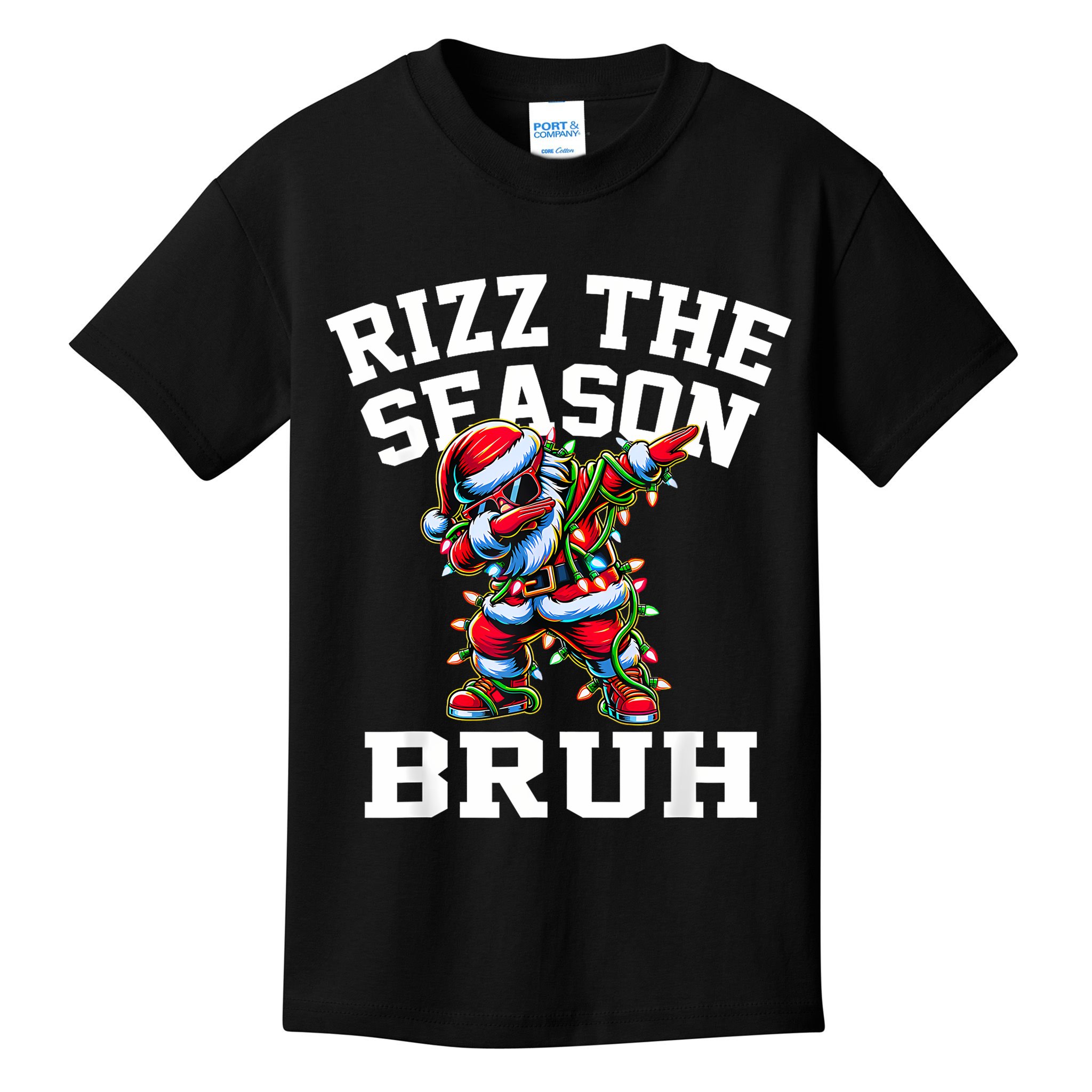 Funny Christmas Rizzmas Santa Xmas Rizz The Season Bruh Kids T-Shirt