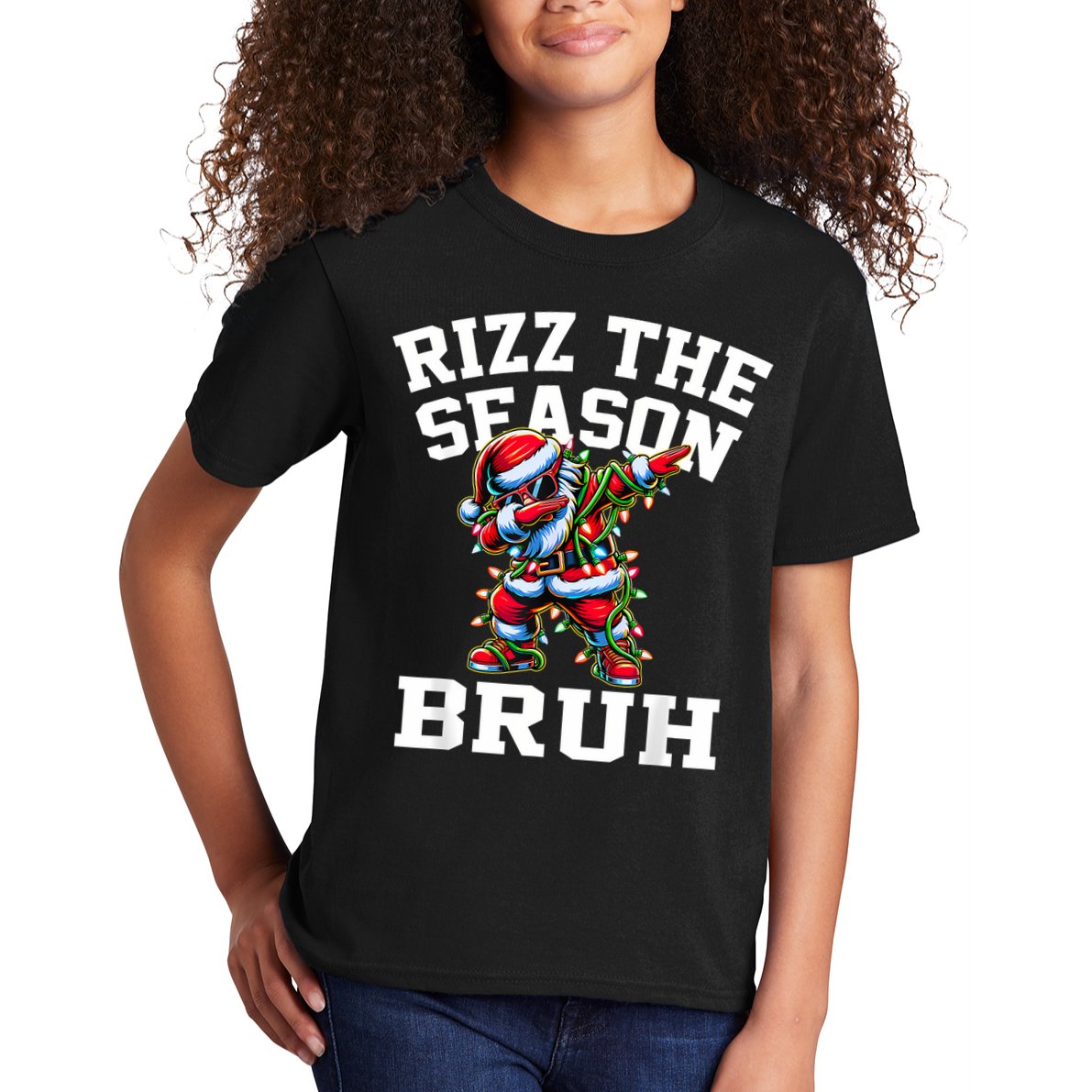 Funny Christmas Rizzmas Santa Xmas Rizz The Season Bruh Kids T-Shirt