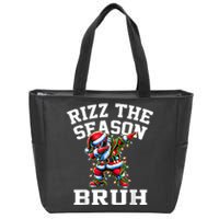 Funny Christmas Rizzmas Santa Xmas Rizz The Season Bruh Zip Tote Bag