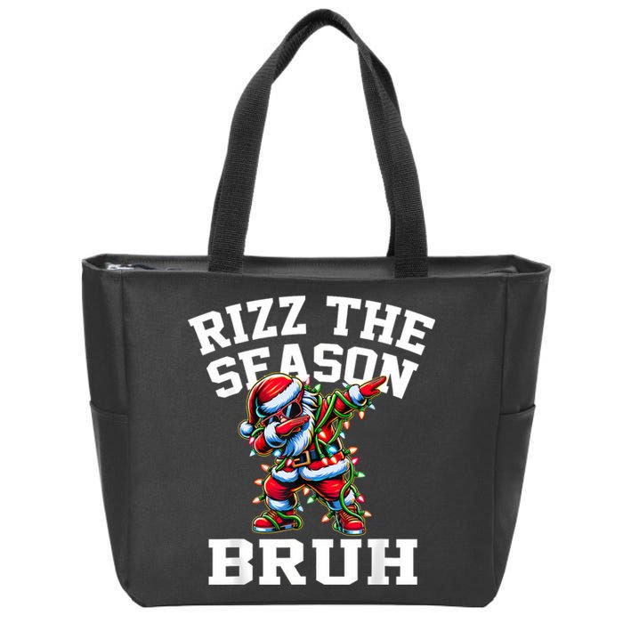 Funny Christmas Rizzmas Santa Xmas Rizz The Season Bruh Zip Tote Bag