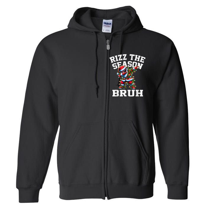 Funny Christmas Rizzmas Santa Xmas Rizz The Season Bruh Full Zip Hoodie