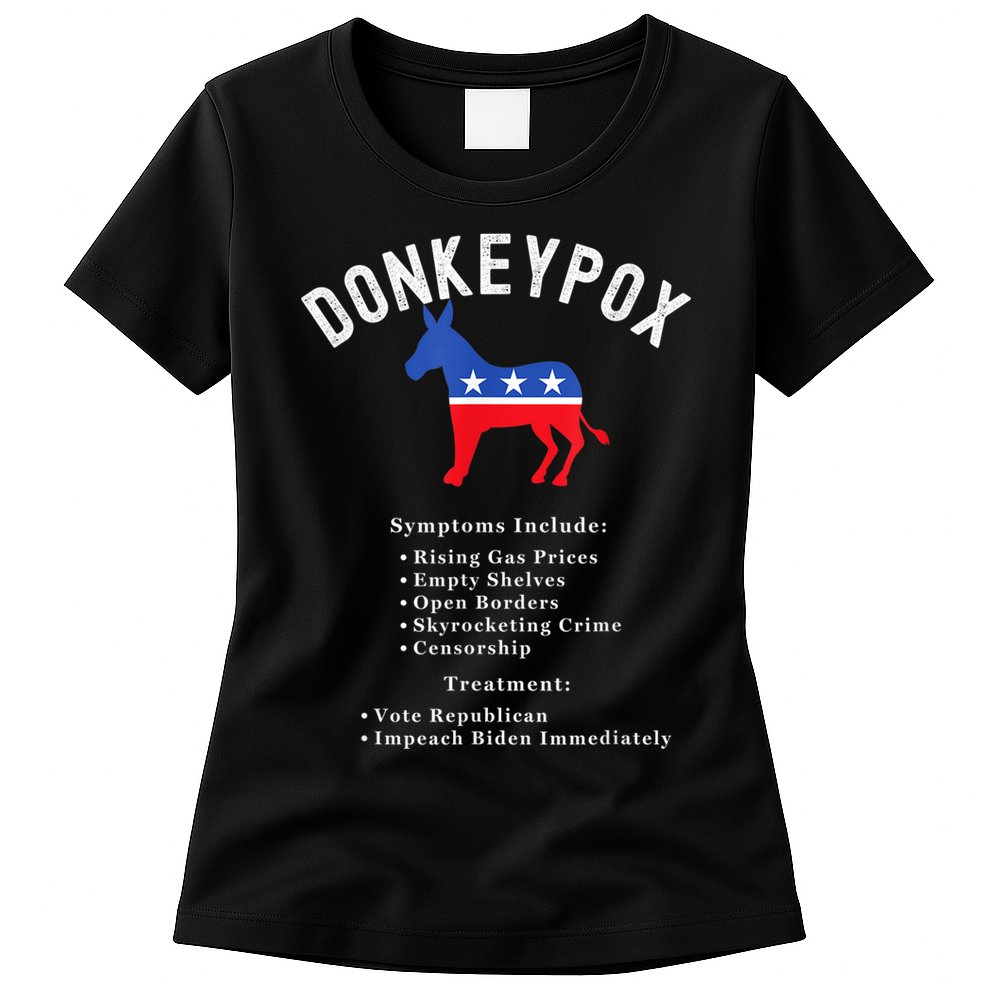 Funny Conservative Republican Anti Biden Donkeypox Womens T-Shirt