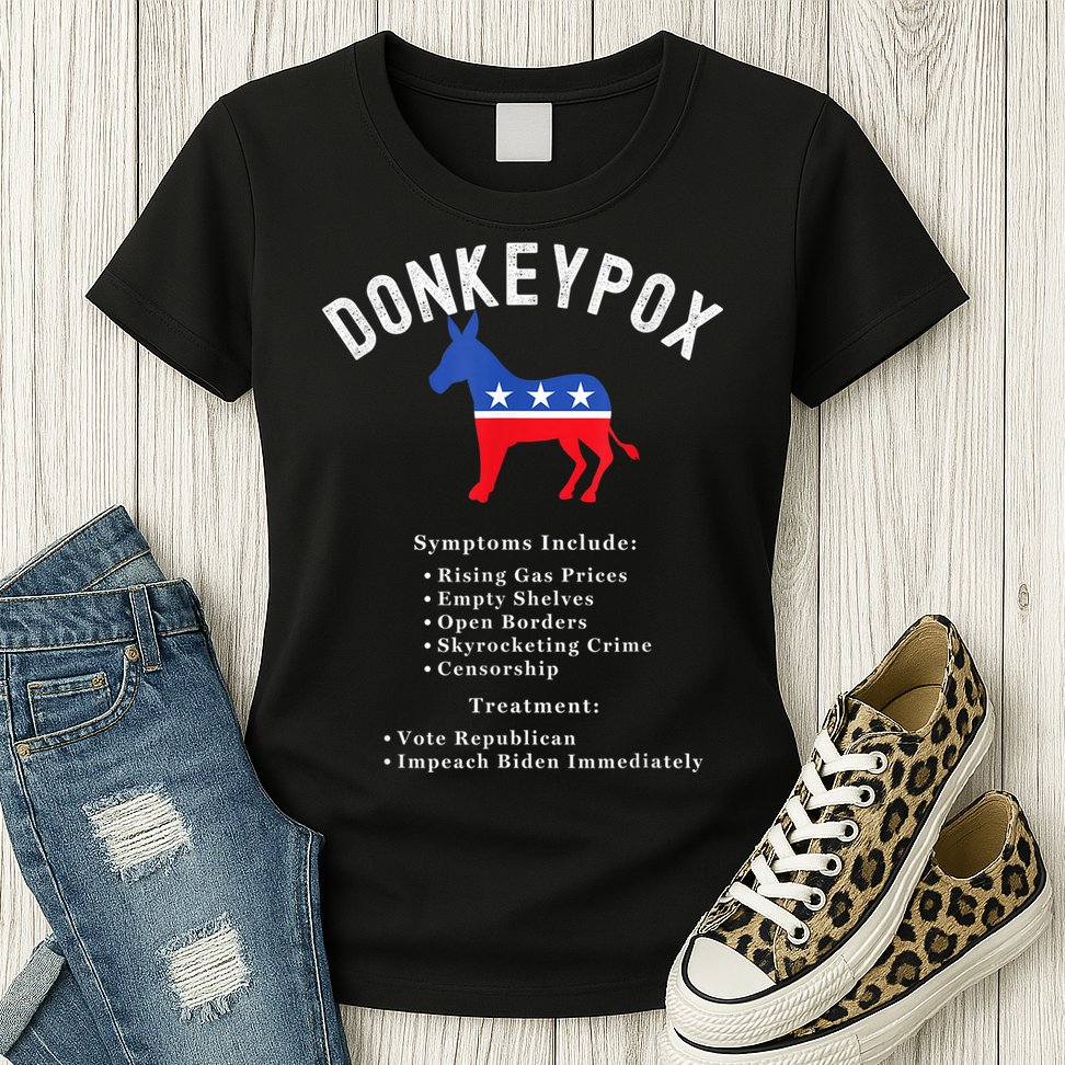 Funny Conservative Republican Anti Biden Donkeypox Womens T-Shirt