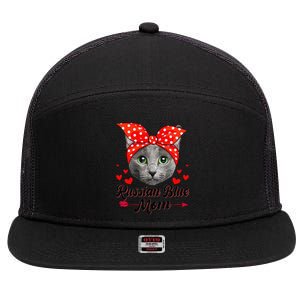 Funny Cute Russian Blue Mom Tee Cat Mom Mothers Day For Funny 7 Panel Mesh Trucker Snapback Hat