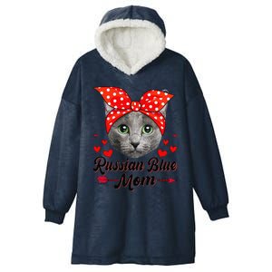 Funny Cute Russian Blue Mom Tee Cat Mom Mothers Day For Funny Hooded Wearable Blanket