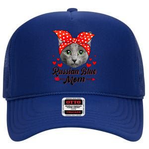 Funny Cute Russian Blue Mom Tee Cat Mom Mothers Day For Funny High Crown Mesh Back Trucker Hat