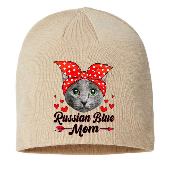 Funny Cute Russian Blue Mom Tee Cat Mom Mothers Day For Funny Sustainable Beanie