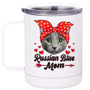 Funny Cute Russian Blue Mom Tee Cat Mom Mothers Day For Funny 12 oz Stainless Steel Tumbler Cup