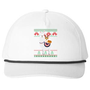 Funny Corgi Riding Llama Christmas Gifts Corgi Xmas ugly Snapback Five-Panel Rope Hat