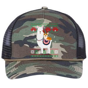 Funny Corgi Riding Llama Christmas Gifts Corgi Xmas ugly Retro Rope Trucker Hat Cap