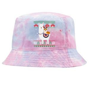 Funny Corgi Riding Llama Christmas Gifts Corgi Xmas ugly Tie-Dyed Bucket Hat