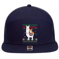 Funny Corgi Riding Llama Christmas Gifts Corgi Xmas ugly 7 Panel Mesh Trucker Snapback Hat